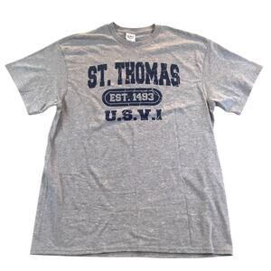 St. Thomas US Virgin Islands T-Shirt Gray Tee Blue  Large